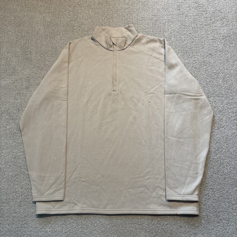 DriFire Men's 1/4 Zip Pullover Sweatshirt Mock Neck Long Sleeve Size Large Cream